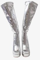 Metallic Silver Chunky GoGo Boots