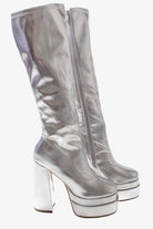Metallic Silver Chunky GoGo Boots