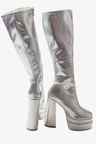 Metallic Silver Chunky GoGo Boots