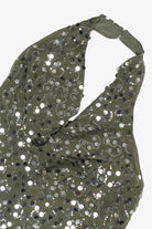 Sequin Halter Cowl Neck