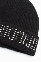 Ribbed Sequin Cuff Beanie