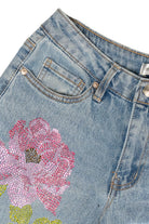 Rhinestone Floral 90's Style Jeans 