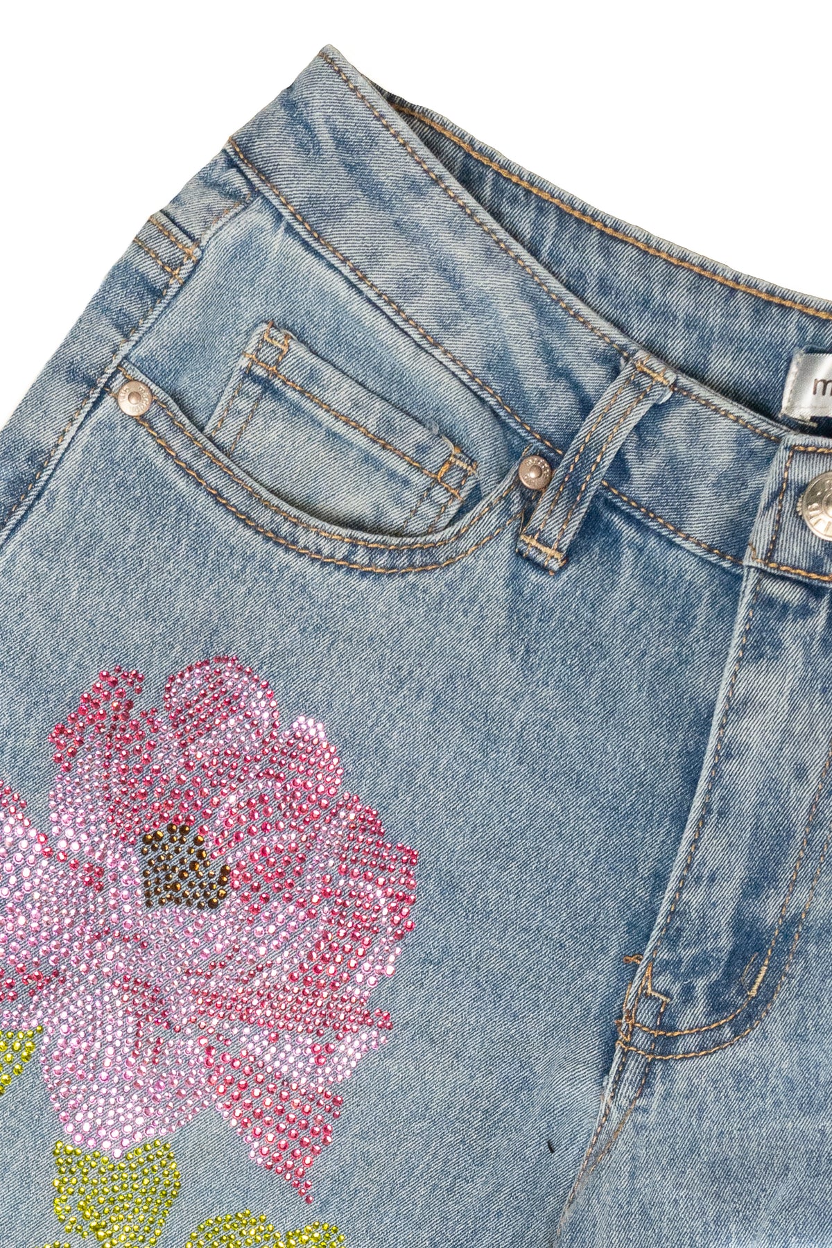 Rhinestone Floral 90's Style Jeans 