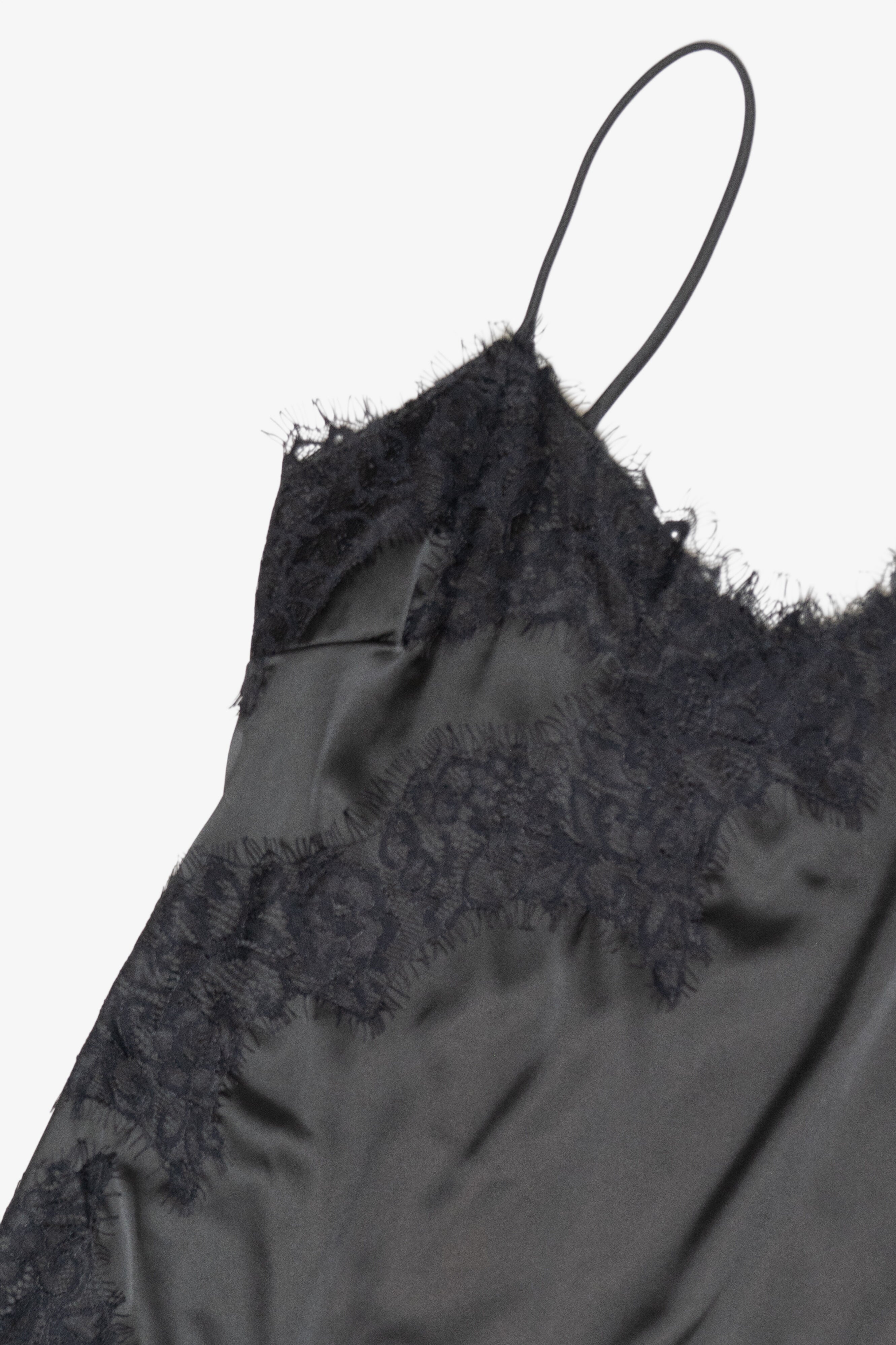 Asymmetrical Satin Lace Trim Cami 