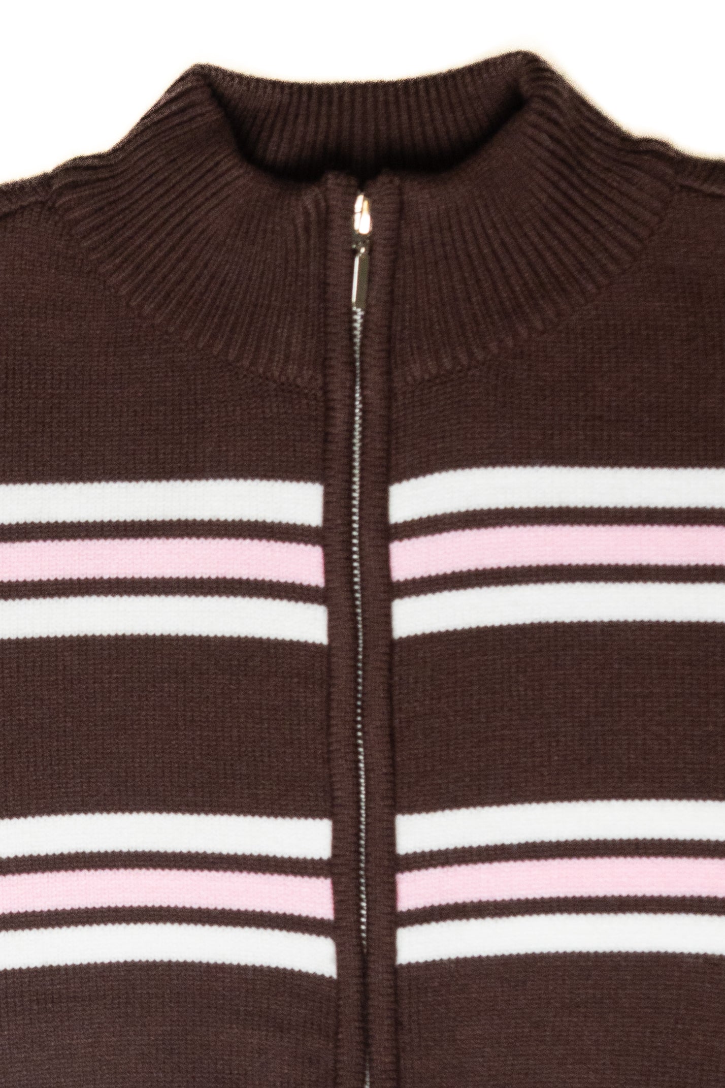 Striped Mock Neck Zip Cardigan