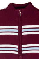 Striped Mock Neck Zip Cardigan