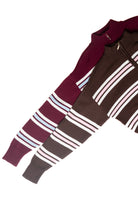 Striped Mock Neck Zip Cardigan