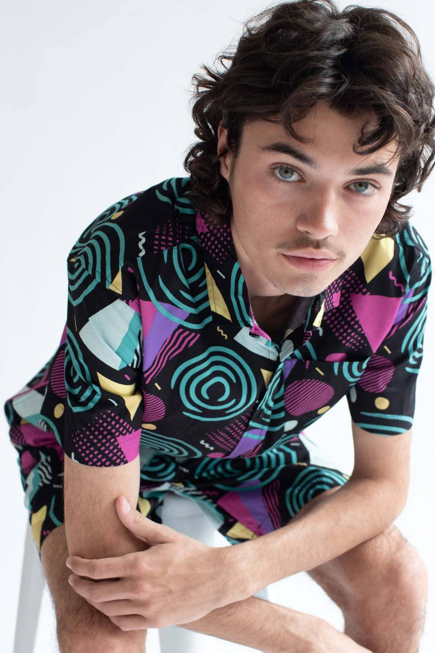 Vertigo Swirls Woven Button Up Shirt