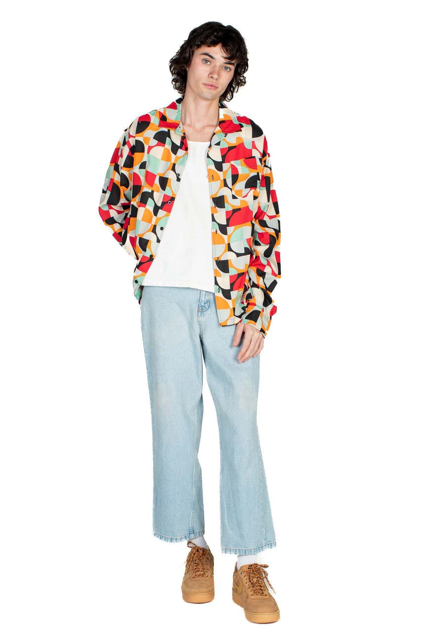 Vibrant Mod Long Sleeve Button Up Shirt
