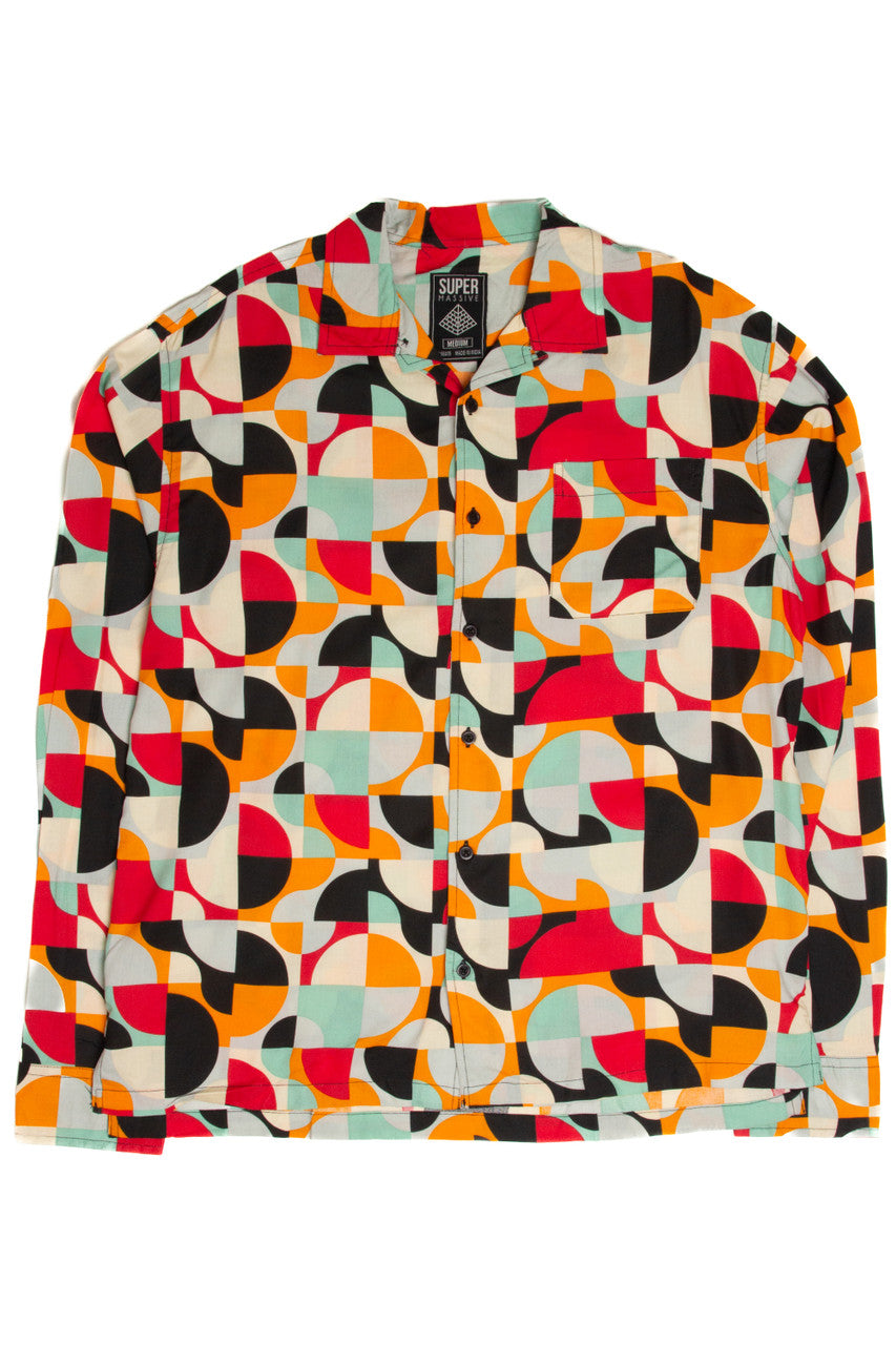 Vibrant Mod Long Sleeve Button Up Shirt