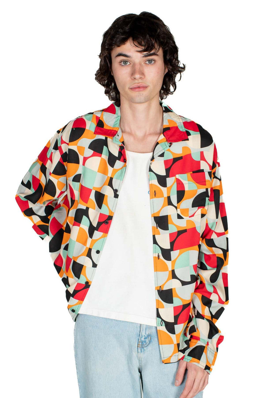 Vibrant Mod Long Sleeve Button Up Shirt