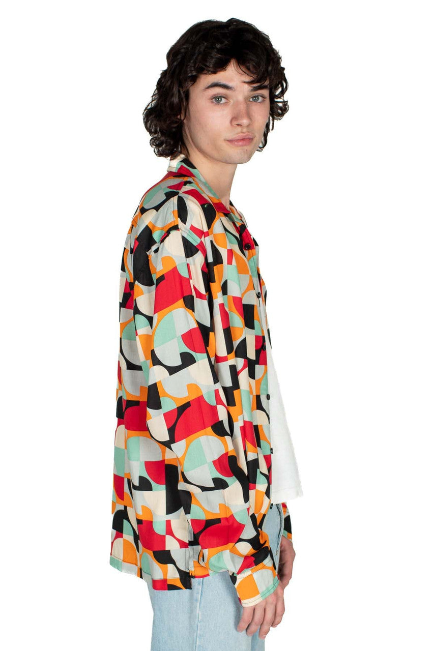 Vibrant Mod Long Sleeve Button Up Shirt