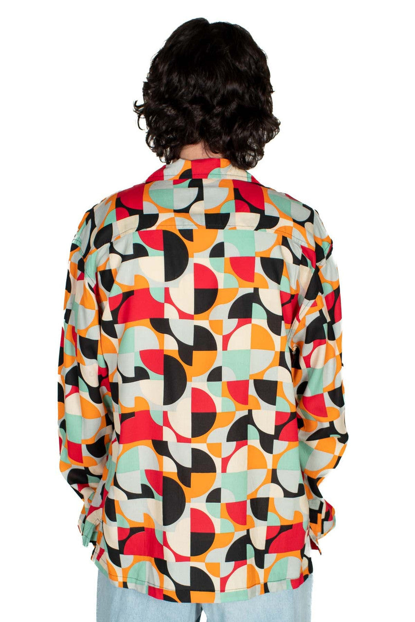 Vibrant Mod Long Sleeve Button Up Shirt