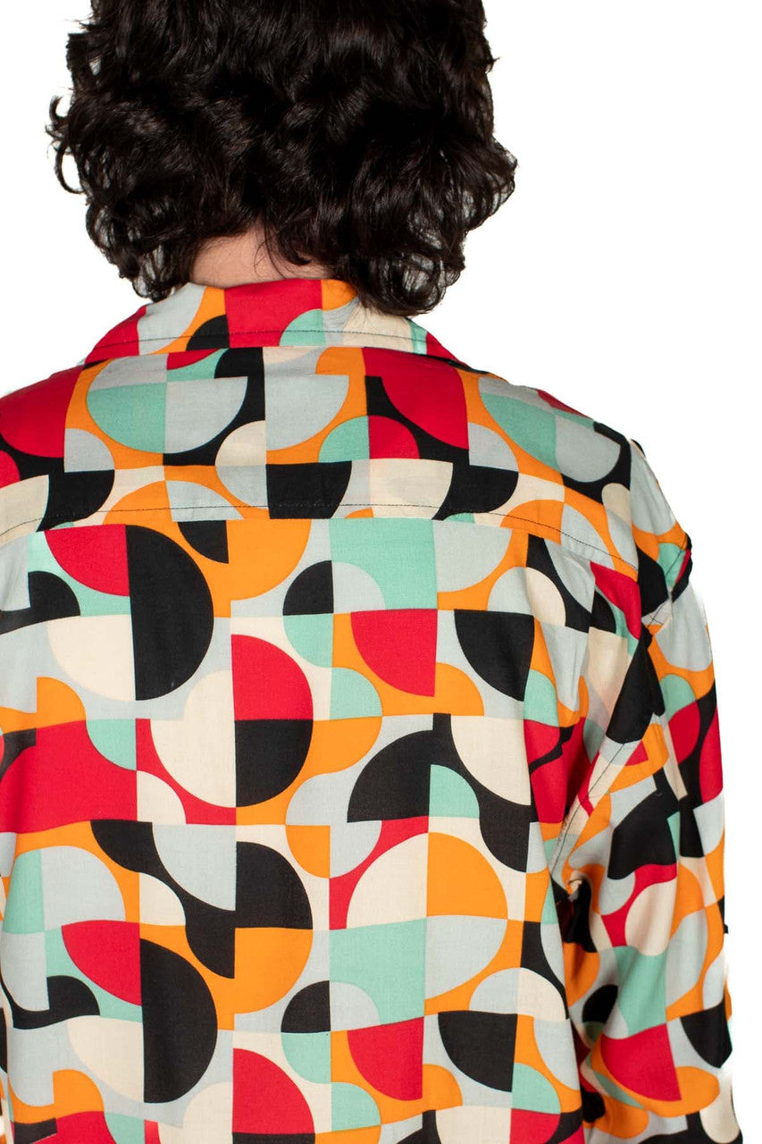 Vibrant Mod Long Sleeve Button Up Shirt