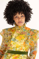 Vintage 70s Style Ruffle Floral Dress