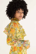 Vintage 70s Style Ruffle Floral Dress