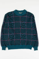 Gabrielle Checkered Zig Zag 80s Sweater 3458