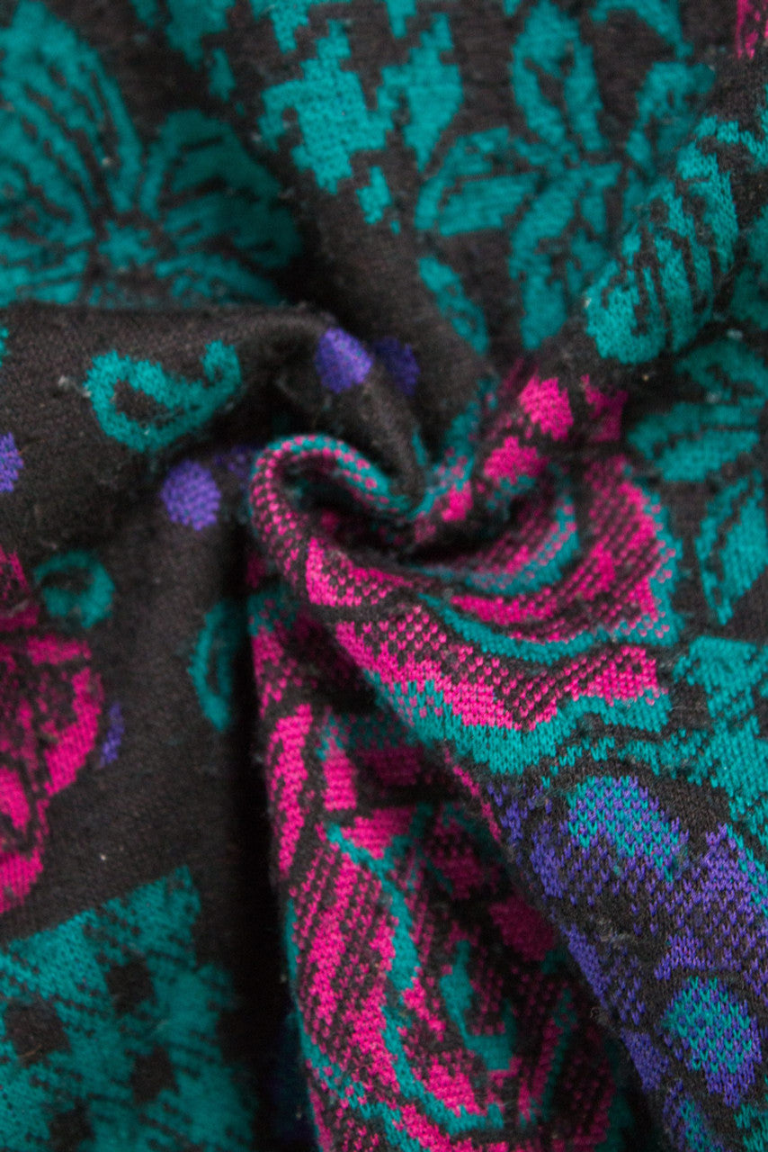 Floral Houndstooth Mockneck 80s Sweater