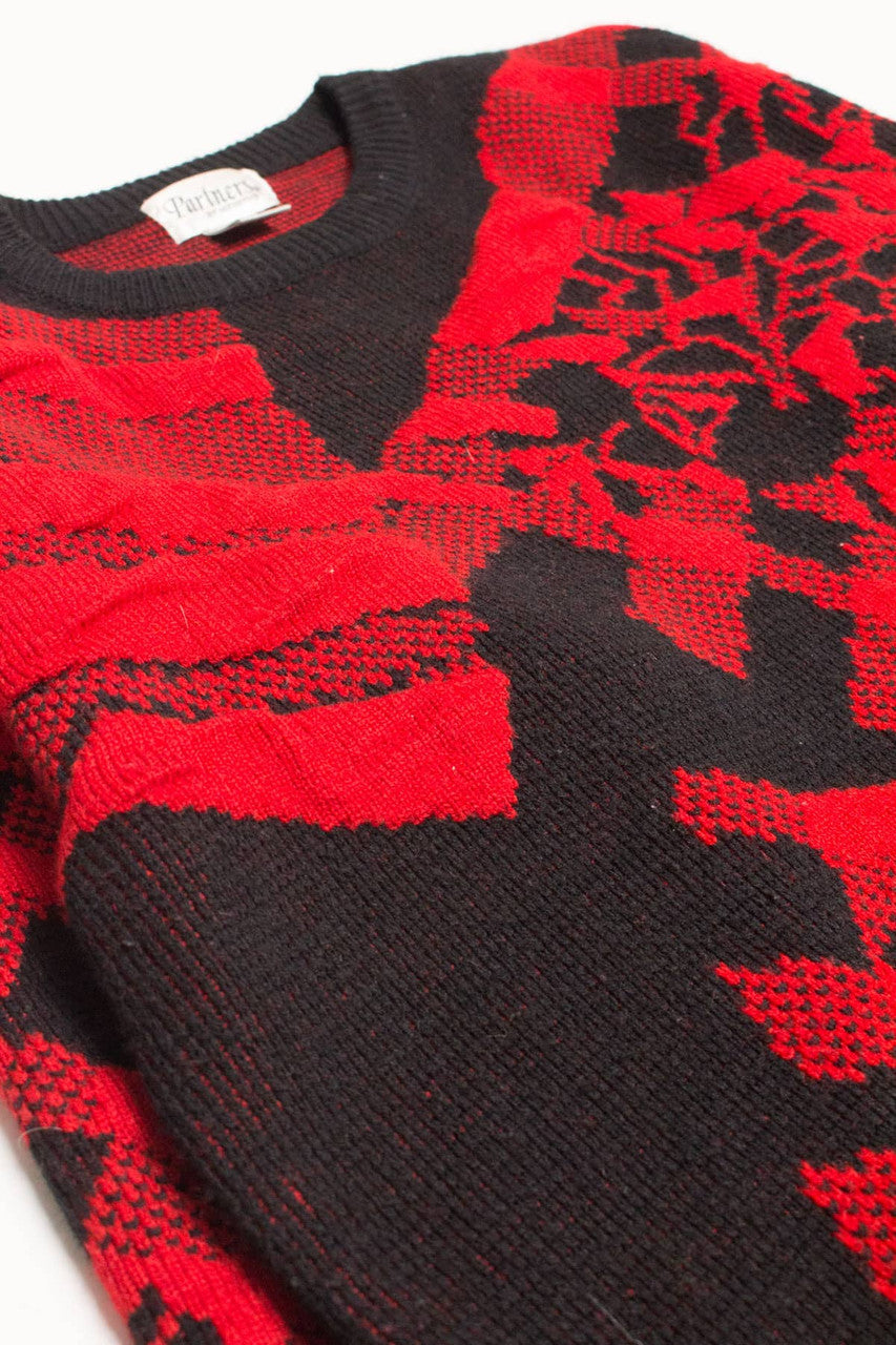 Vintage 80s Red Roses Sweater 3526