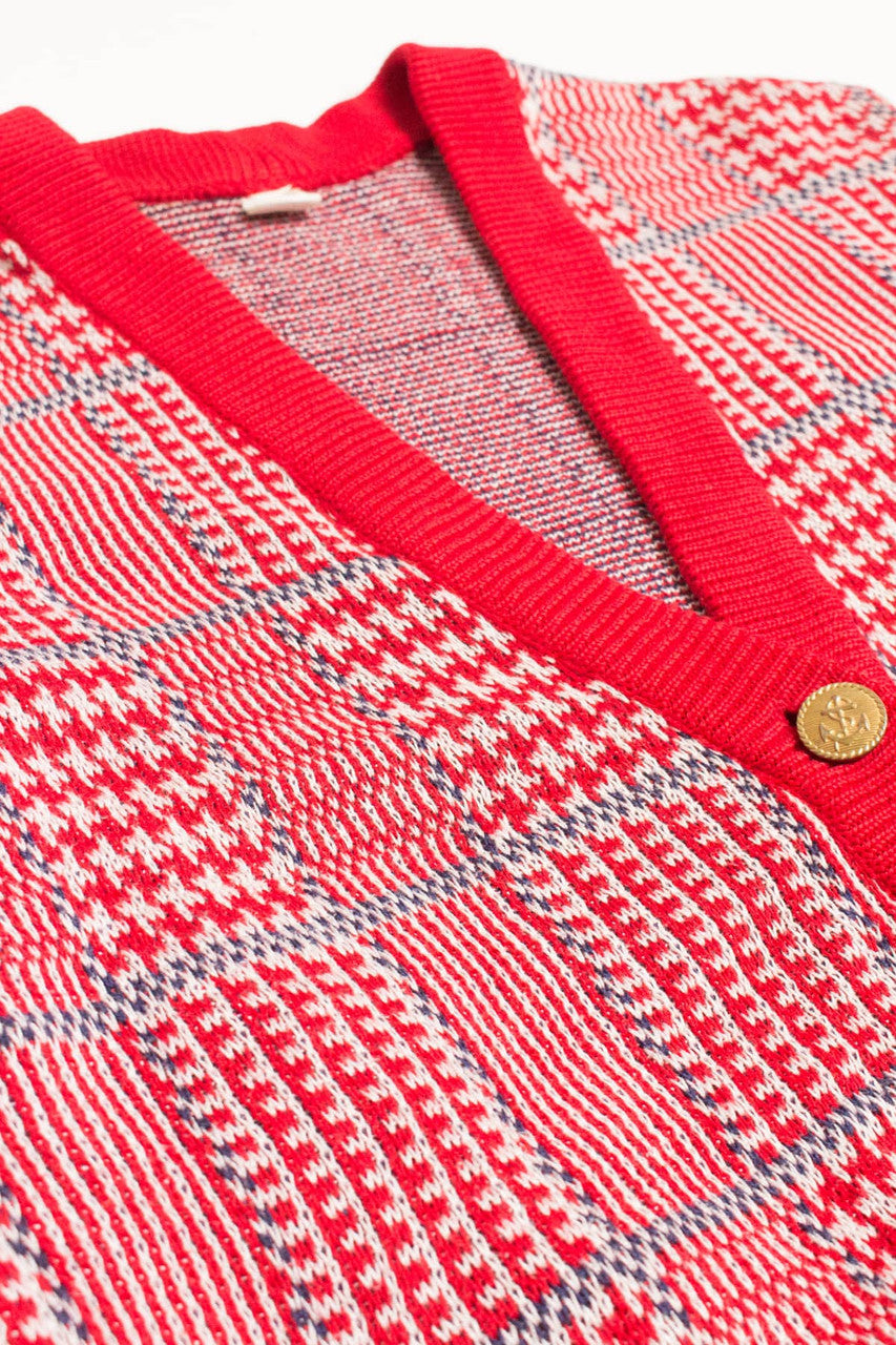Vintage Red 80s Cardigan 3538