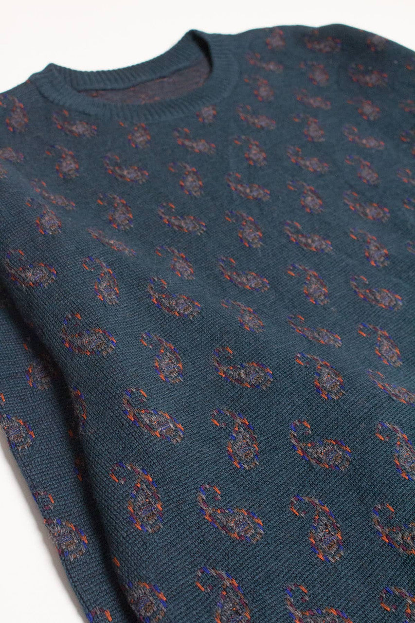 Teal Paisley 80s Sweater 3562