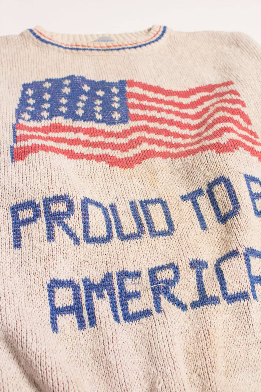Vintage Proud To Be An American Sweater 3576