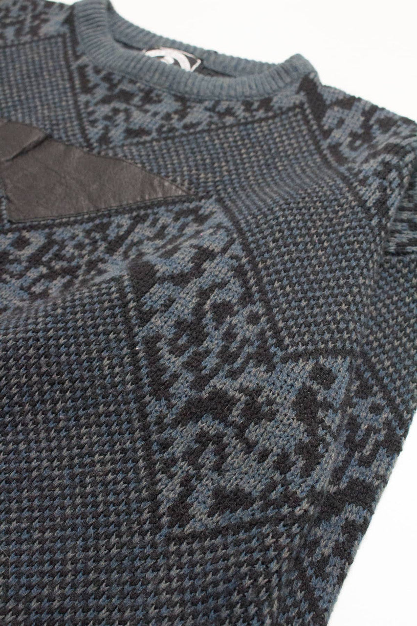 Vintage 80s Leather Detail Sweater 3580