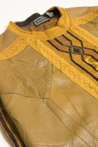 Vintage Leather Mustard 80s Sweater 3609