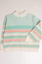 Vintage 80s Mint & Peach Sweater 3617