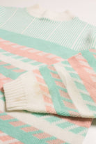 Vintage 80s Mint & Peach Sweater 3617