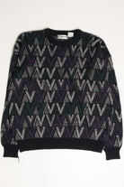 Vintage 80s Leather Trimmed Sweater 3621
