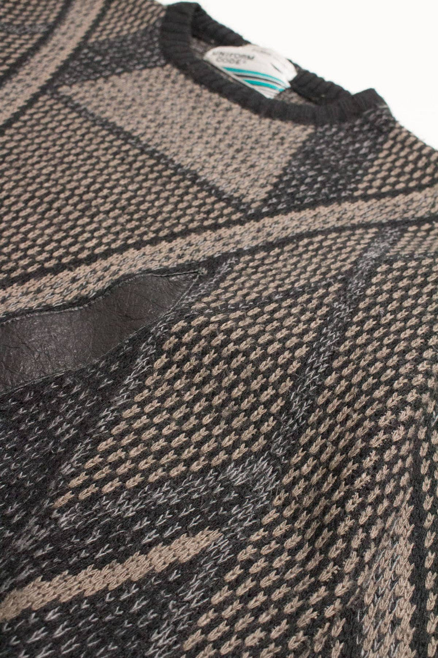 Vintage 80s Leather Trimmed Sweater 3623