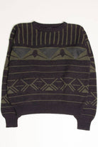 Vintage 80s Leather Trimmed Sweater 3630