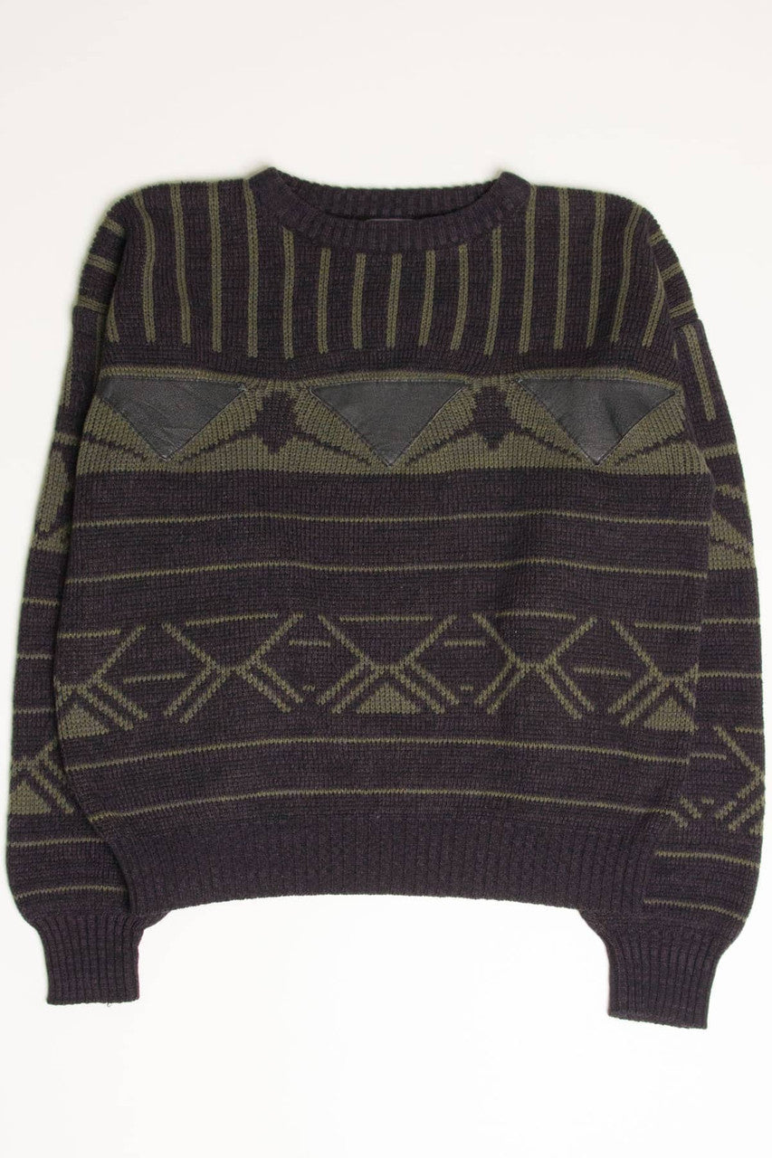 Vintage 80s Leather Trimmed Sweater 3630