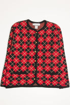 Red Argyle Crystal-Kobe 80s Cardigan 3656