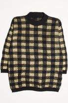Vintage Gold Gingham 80s Sweater 3696