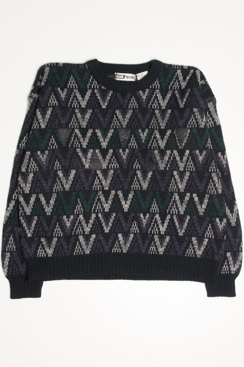 Leather Accent 80s Sweater 3697