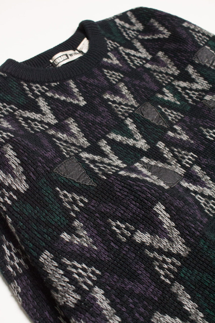 Leather Accent 80s Sweater 3697
