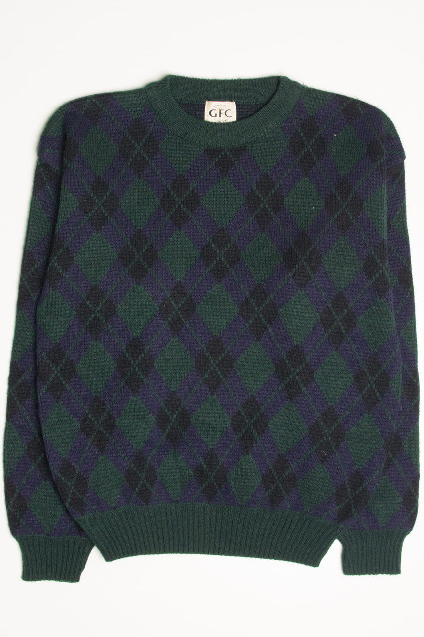 Vintage Green Argyle Sweater 3700