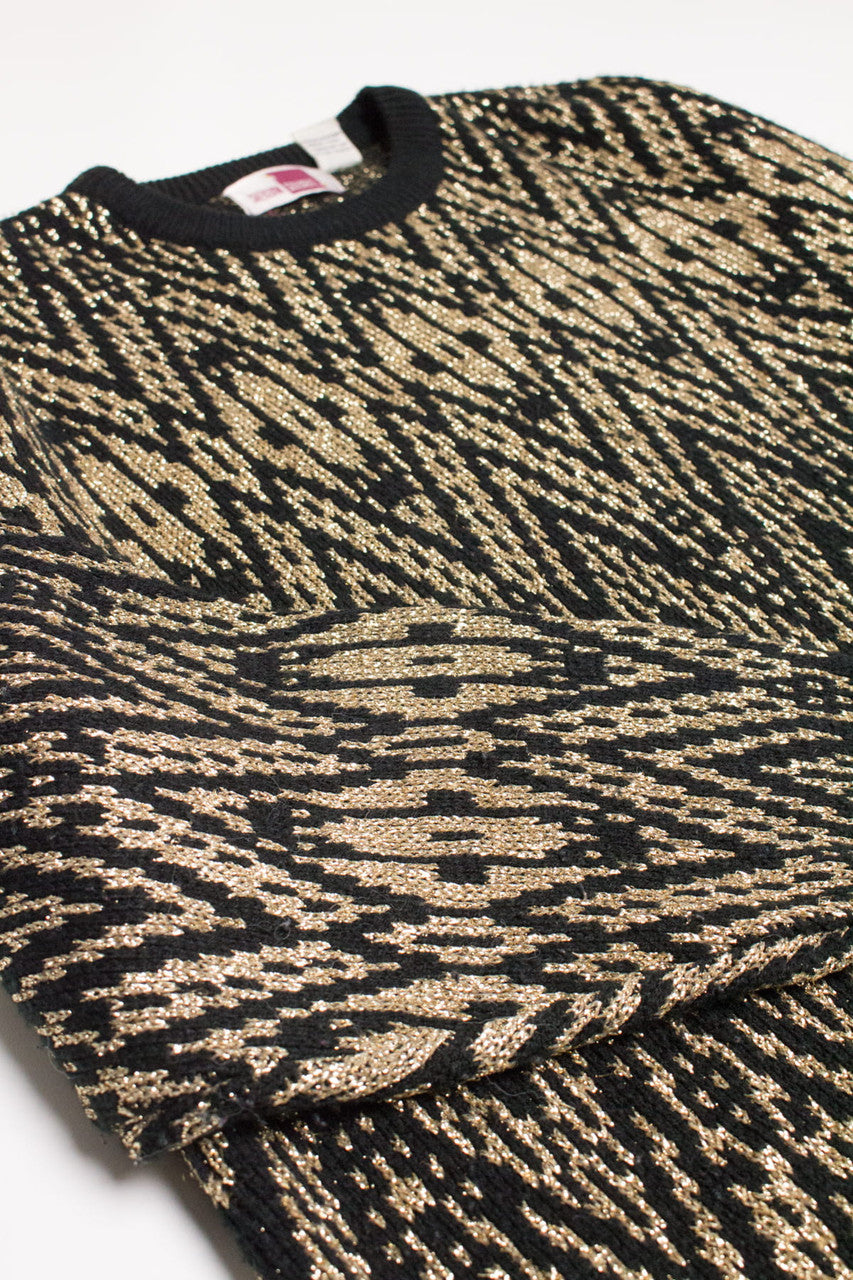 Vintage Metallic Gold 80s Sweater 3718
