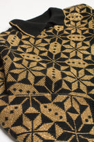 Vintage Gold Snowflakes Polo Sweater 3746