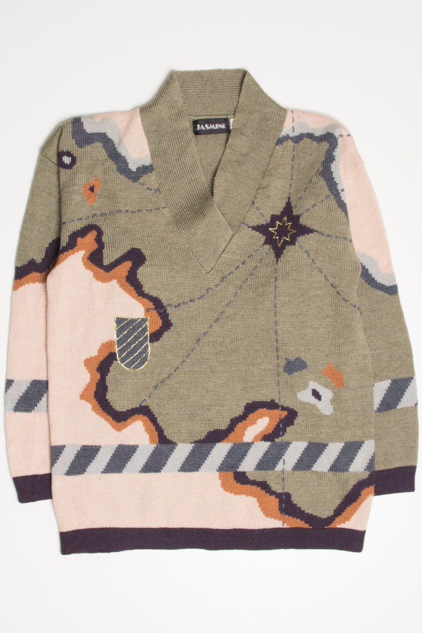 Vintage Starred Map 80s Sweater 3756