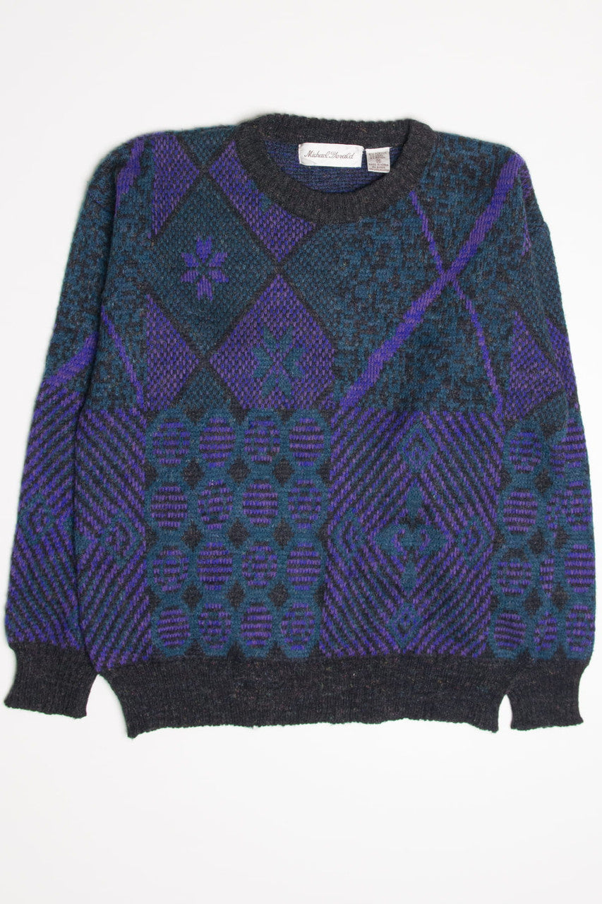 Purple & Teal Michael Gerald 80s Sweater 3760