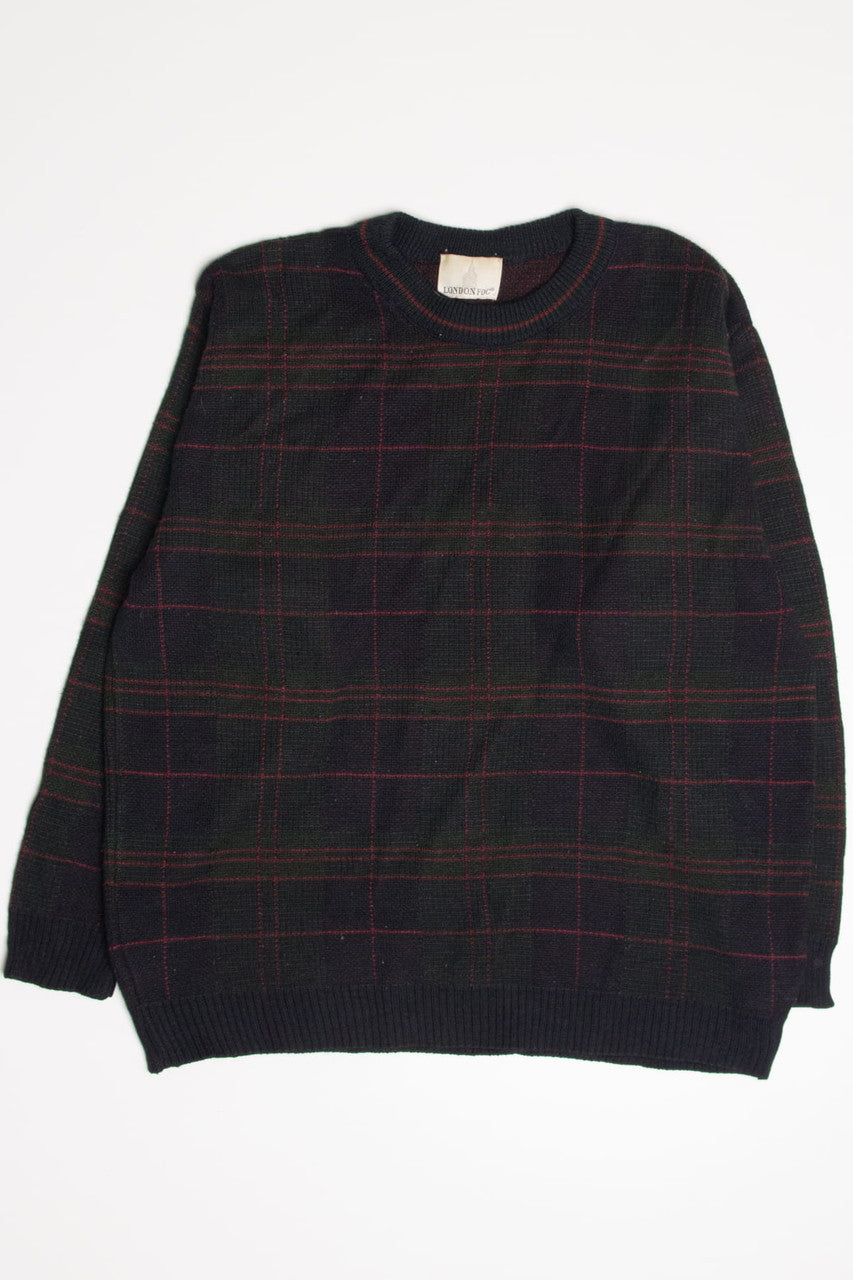 Vintage Plaid London Fog 80s Sweater 3762