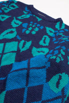 Vintage Floral Argyle 80s Sweater 3797