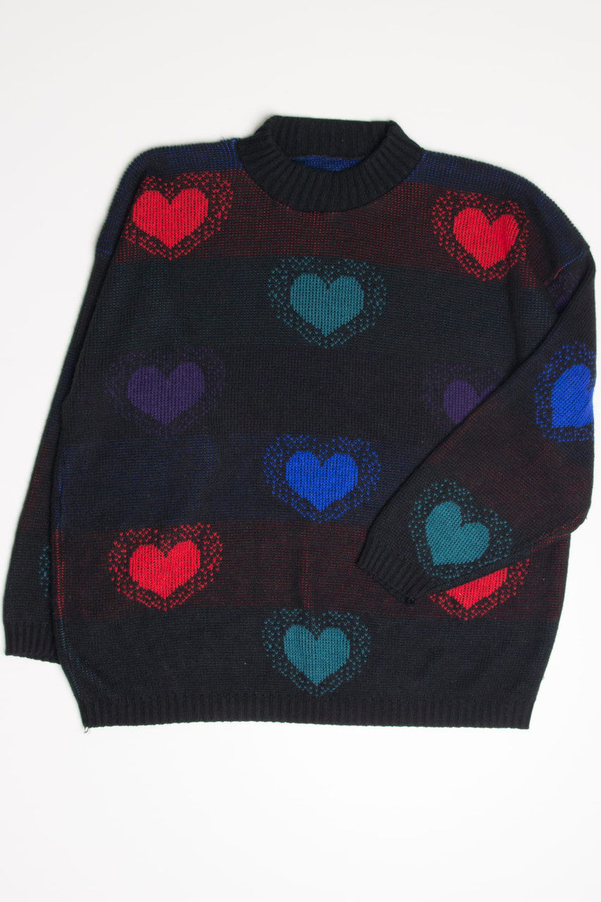 Vintage Colored Hearts 80s Sweater 3826