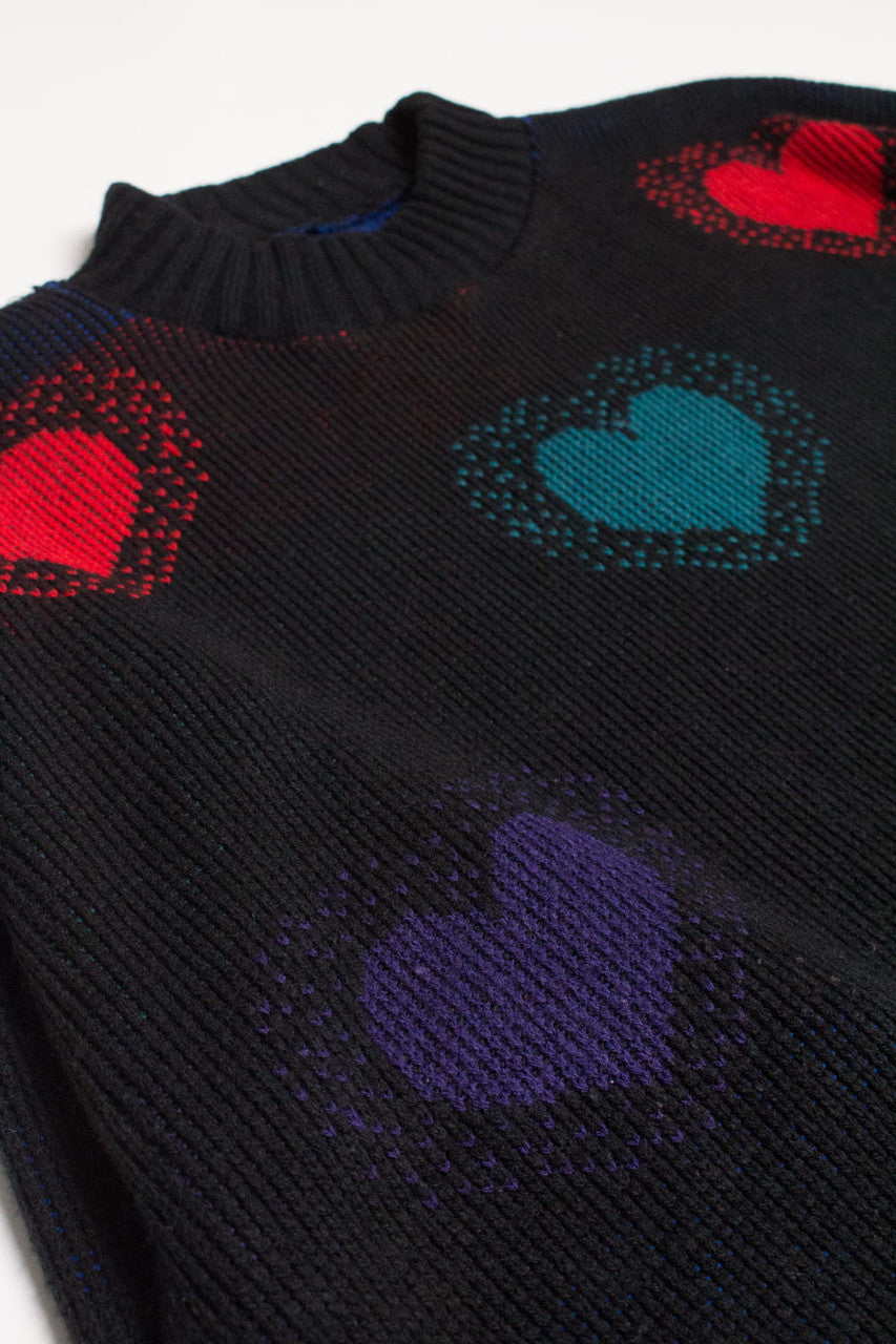 Vintage Colored Hearts 80s Sweater 3826