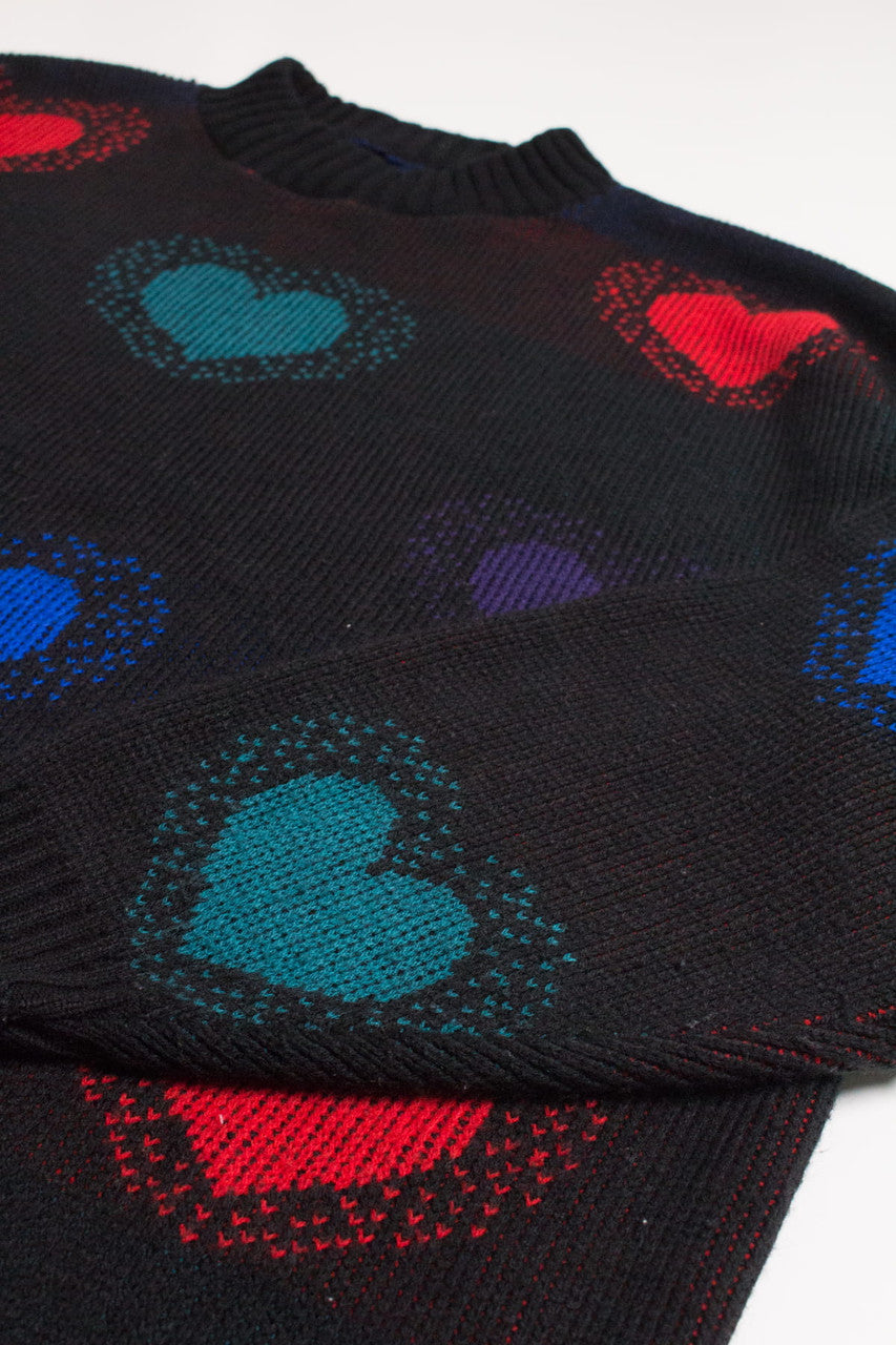 Vintage Colored Hearts 80s Sweater 3826