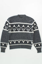 Vintage Patterned 80s Grey Sweater
