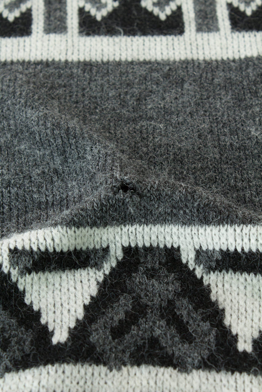 Vintage Patterned 80s Grey Sweater